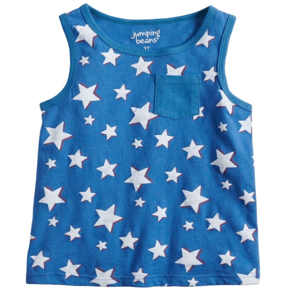 Toddler Boys Size 2T Tank Top Blue w White Stars